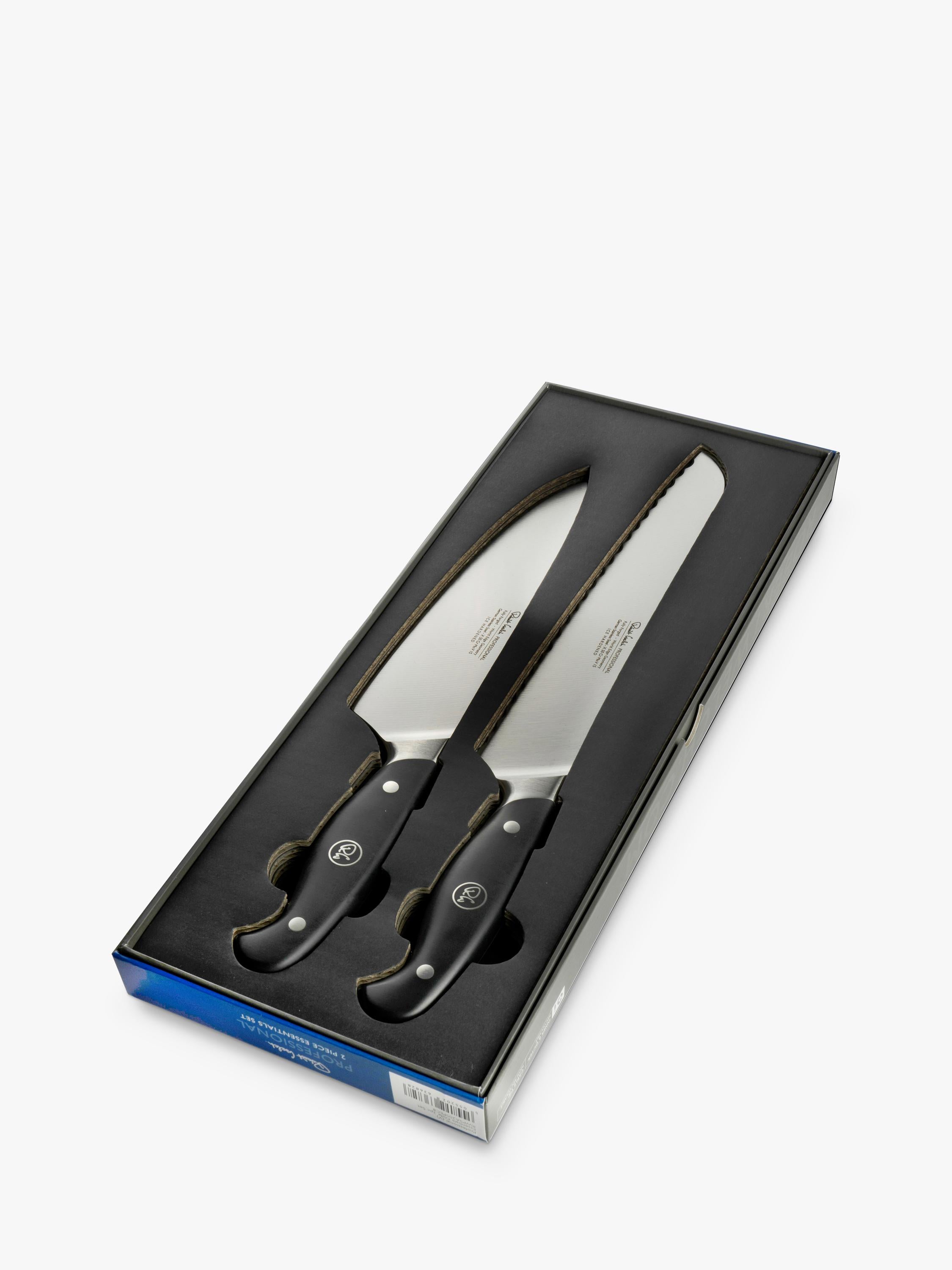 Robert Welch 2-piece knife set with chef's and bread knife (British brand)