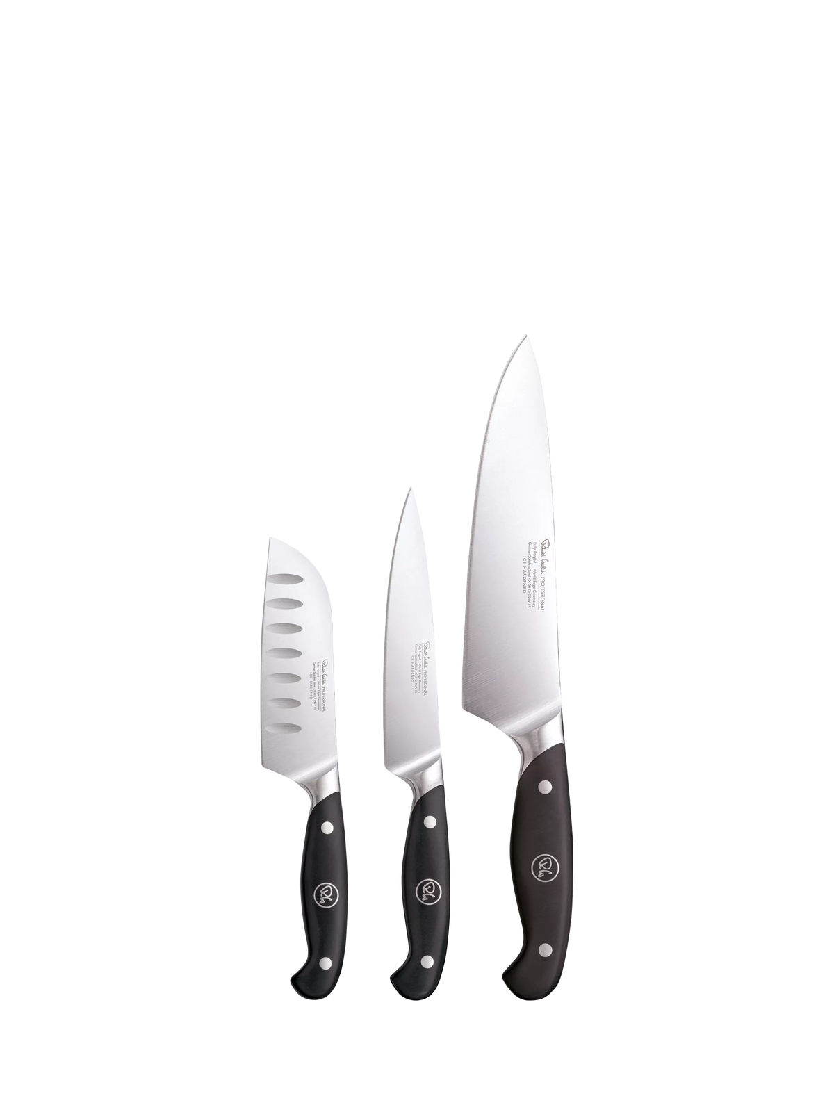 Robert Welch 3-piece knife set with Santoku, utility and chef knives (British brand)