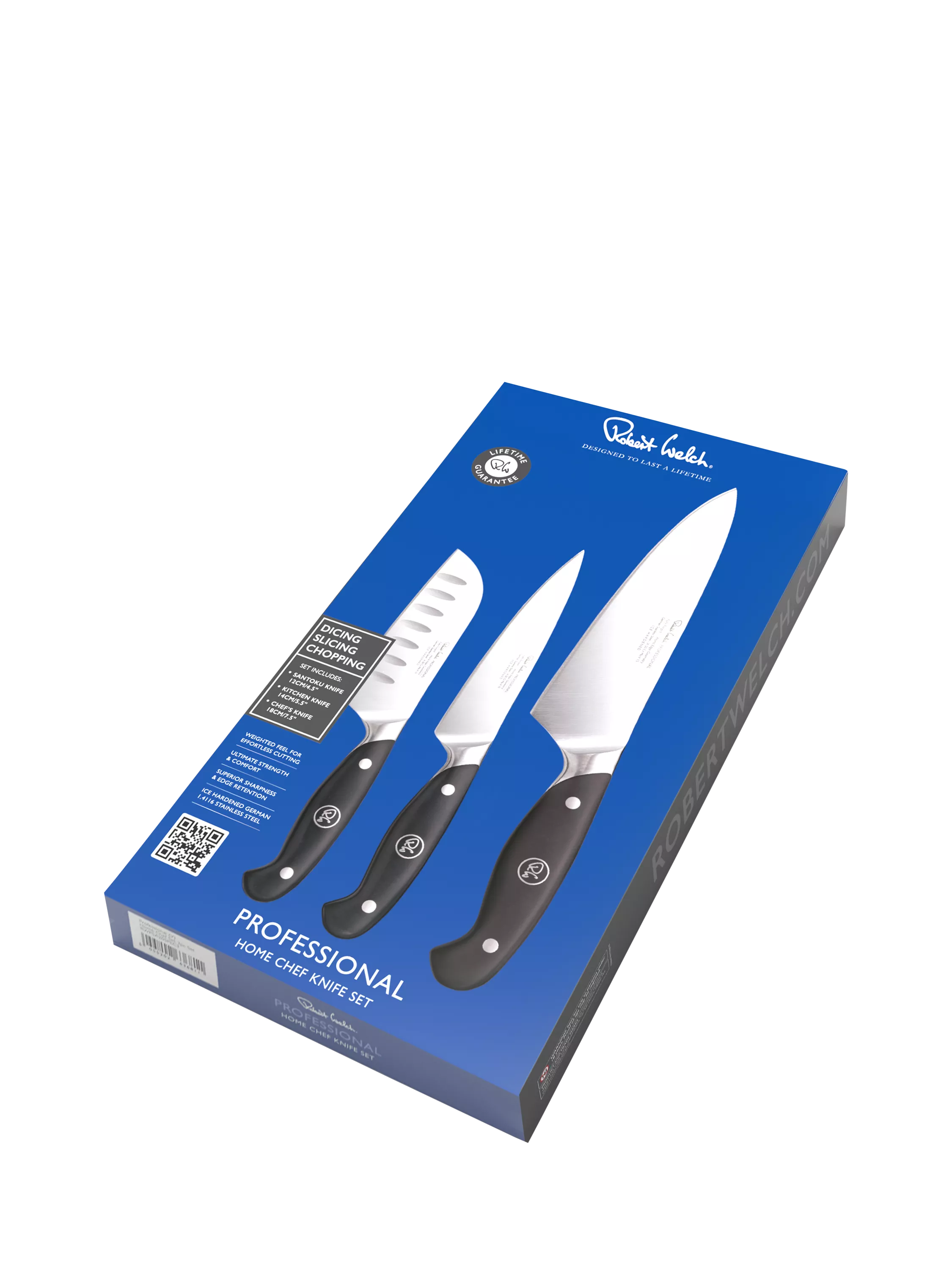 Robert Welch 3-piece knife set with Santoku, utility and chef knives (British brand)