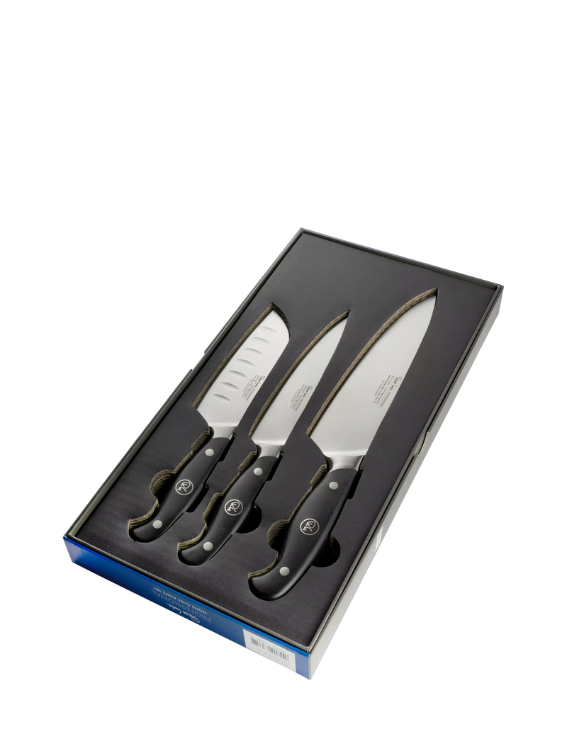 Robert Welch 3-piece knife set with Santoku, utility and chef knives (British brand)