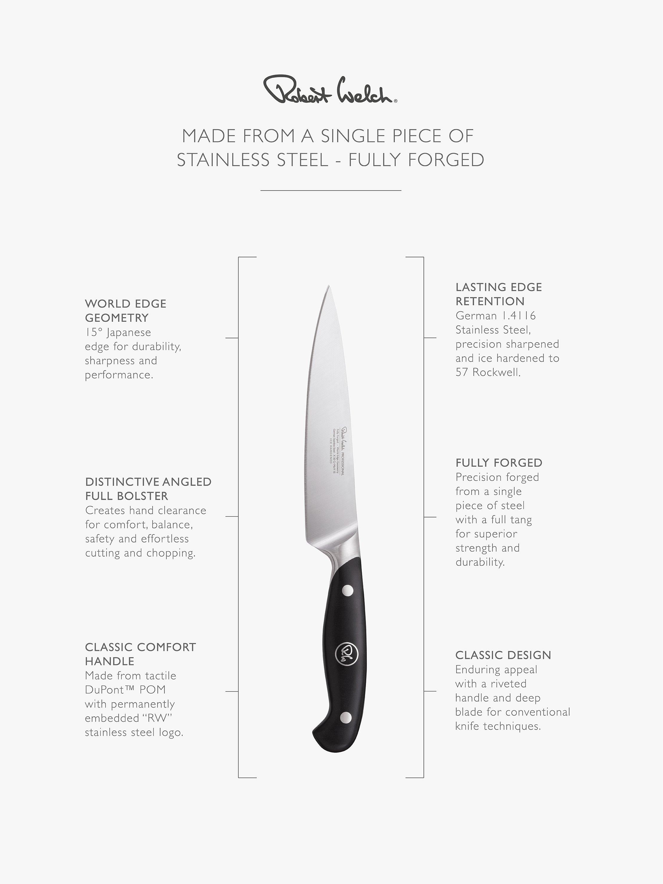 Robert Welch 3-piece knife set with Santoku, utility and chef knives (British brand)