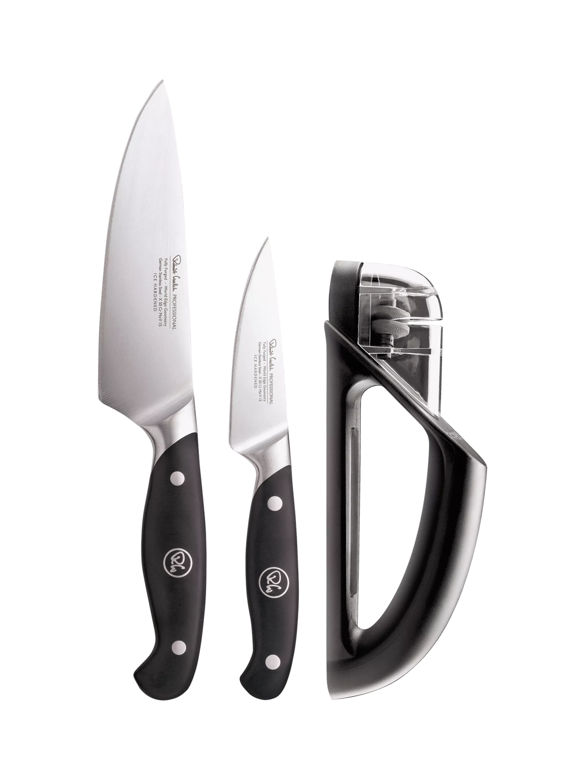 Robert Welch 3-piece knife set 9cm 15cm with sharpener (British brand)