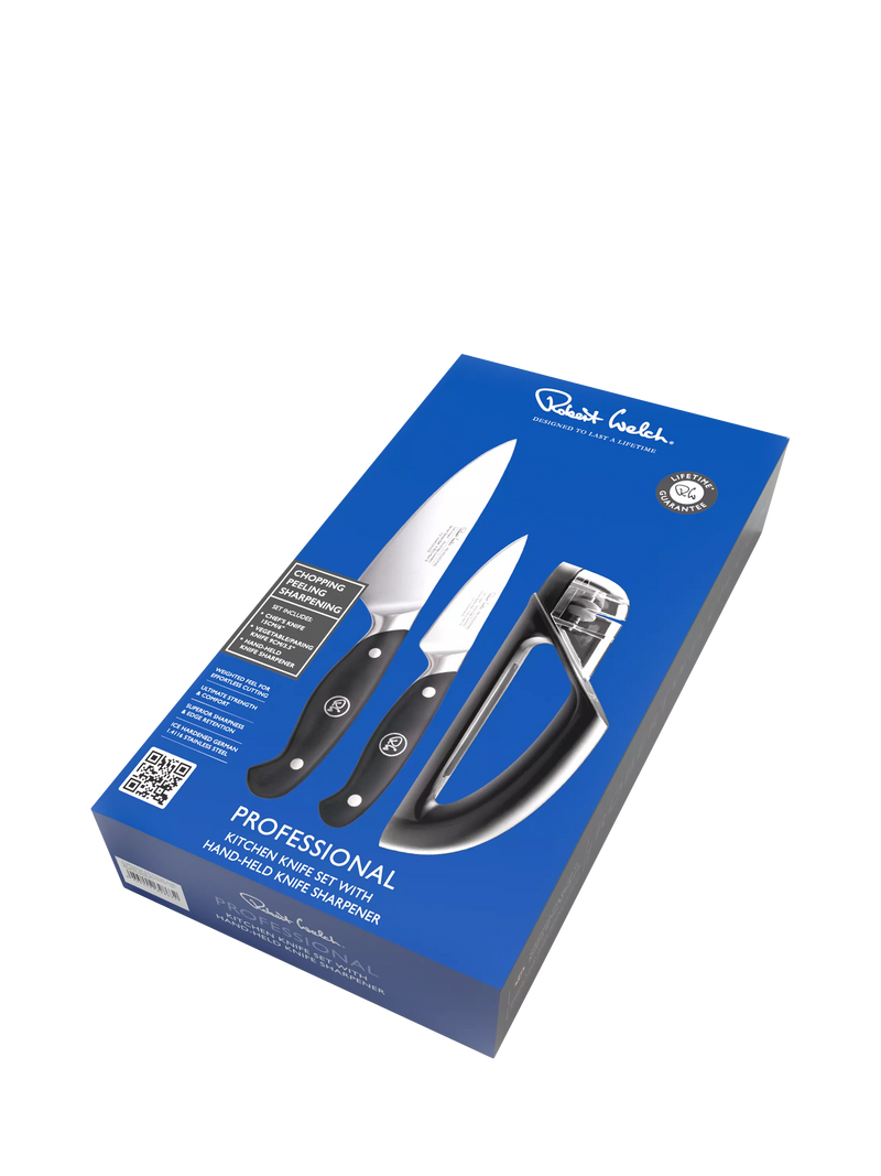 Robert Welch 3-piece knife set 9cm 15cm with sharpener (British brand)