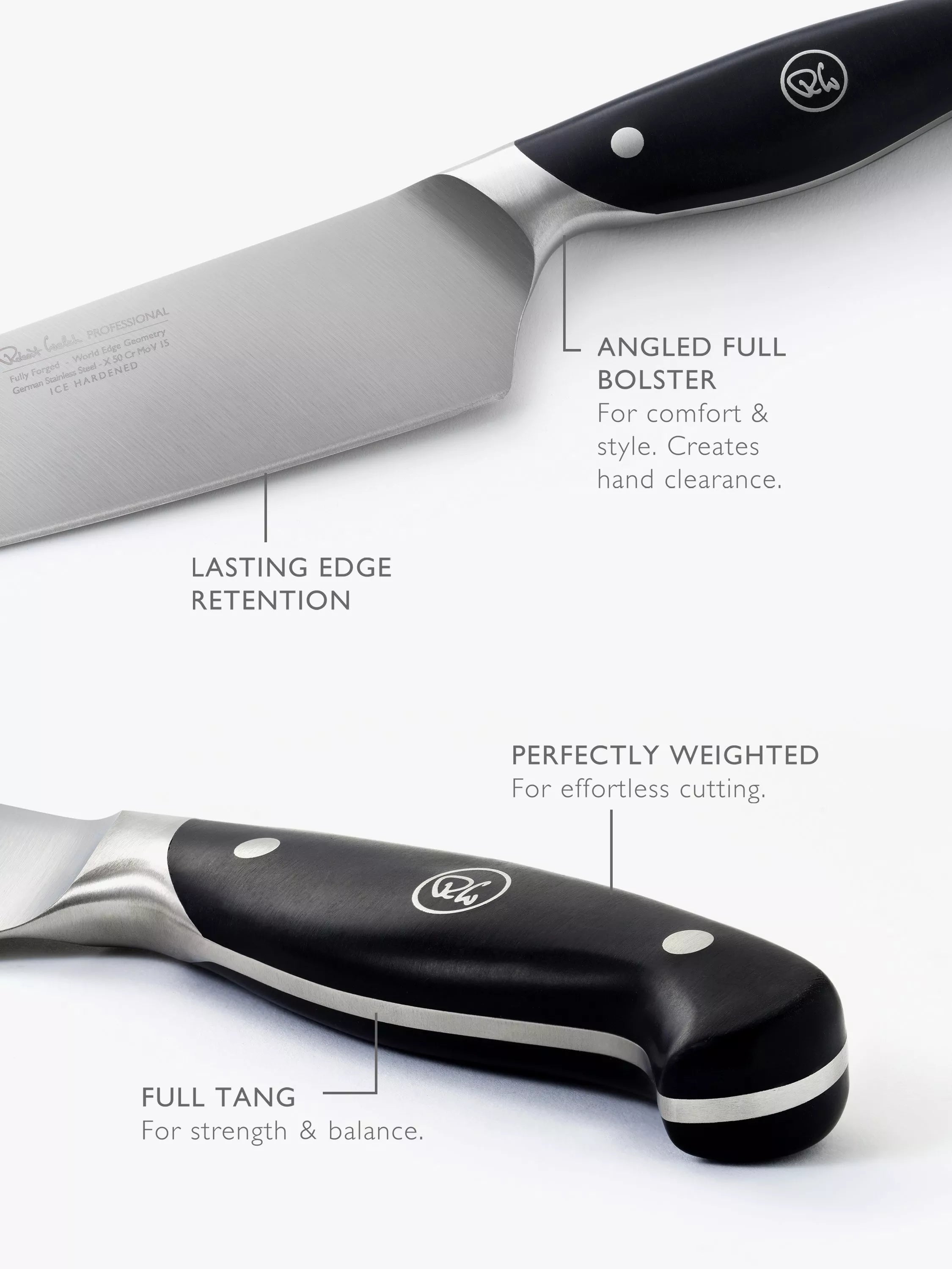 Robert Welch 3-piece knife set 9cm 15cm with sharpener (British brand)