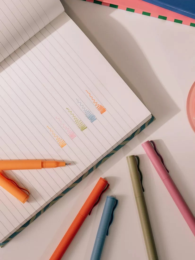 Papier fineliner pens multi-colour set of 5, imported from the UK