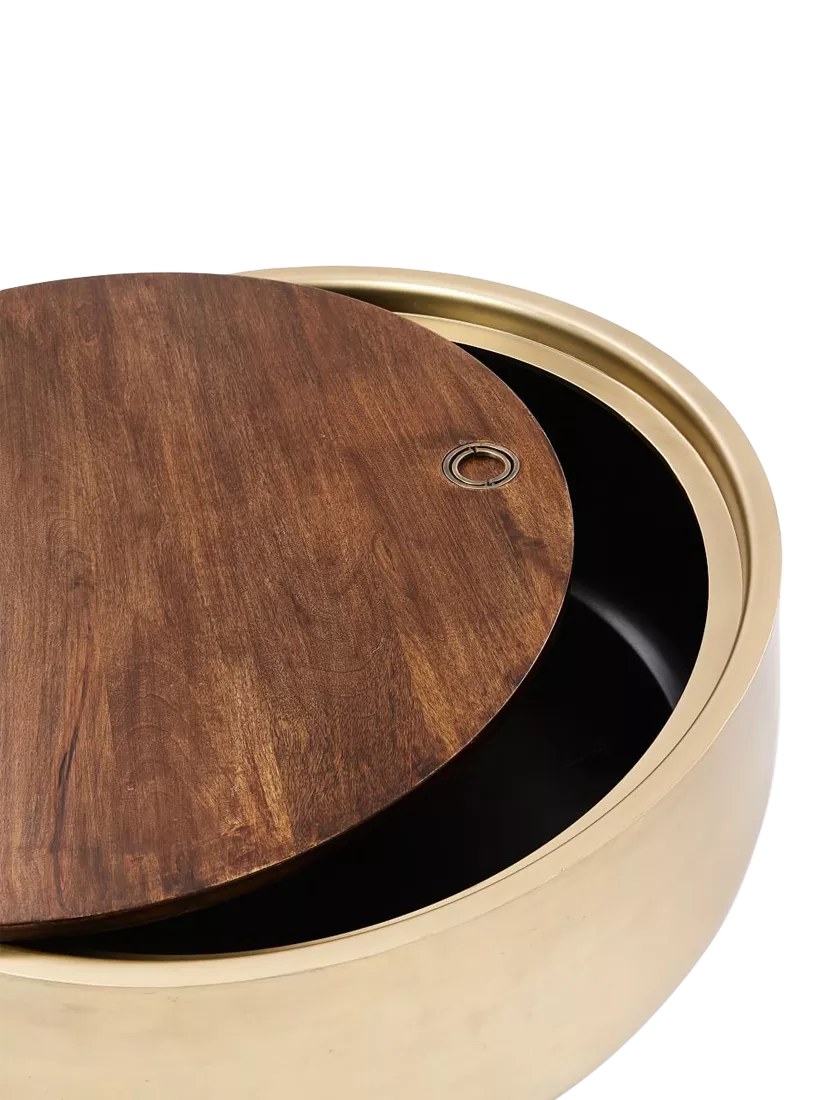 West Elm Drum Coffee Table Antique Brass UK version