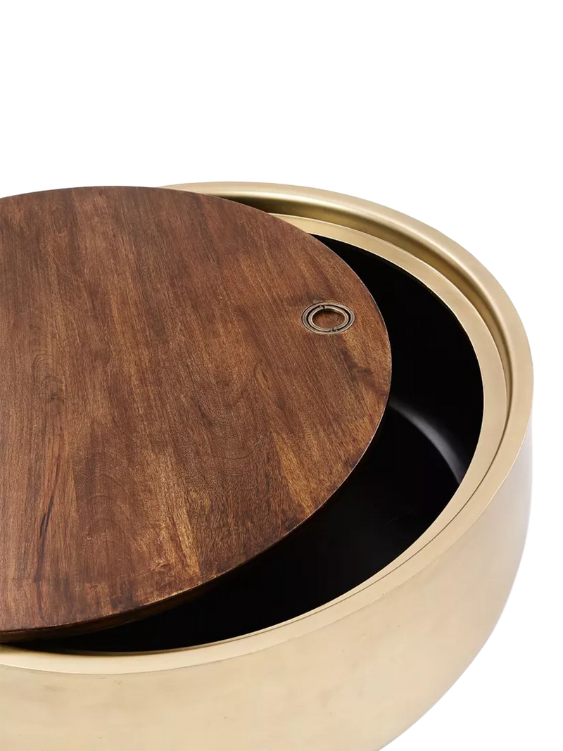 West Elm Drum Coffee Table Antique Brass UK version
