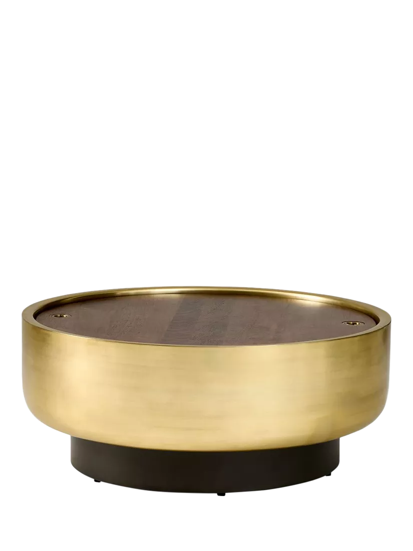 West Elm Drum Coffee Table Antique Brass UK version