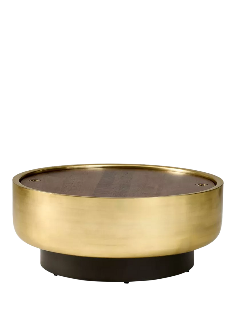 West Elm Drum Coffee Table Antique Brass UK version