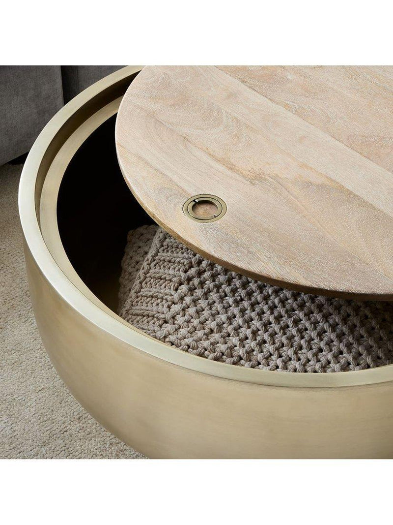 West Elm Drum Coffee Table Antique Brass UK version