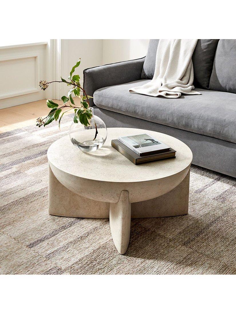 West Elm lava stone coffee table white 76cm, UK version