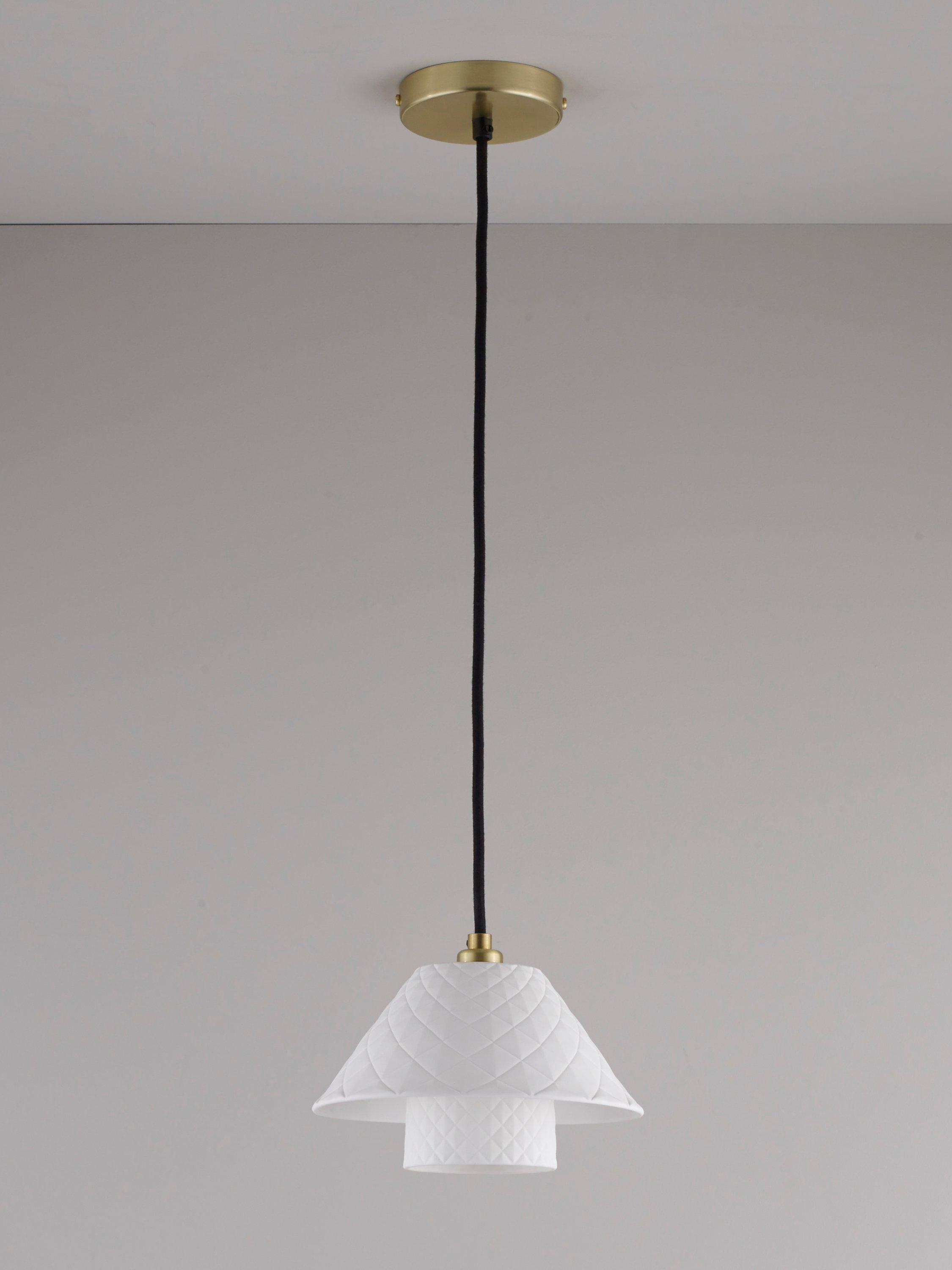 Original BTC Oxford double bone china shade pendant light, UK version