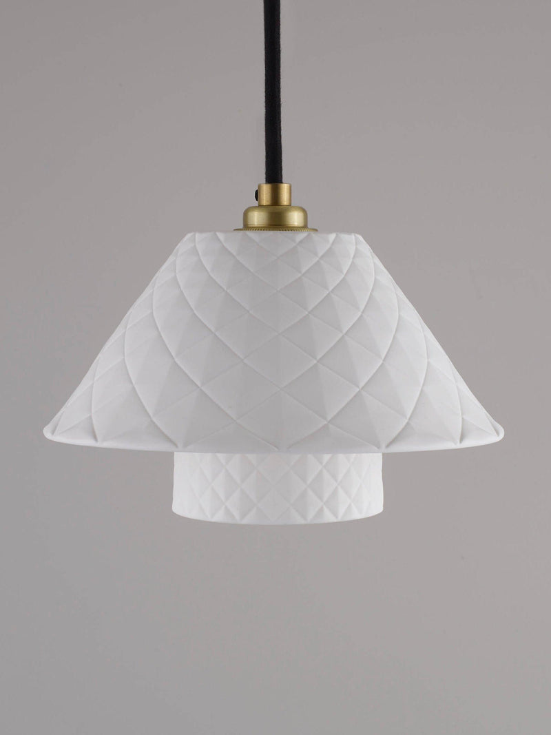 Original BTC Oxford double bone china shade pendant light, UK version
