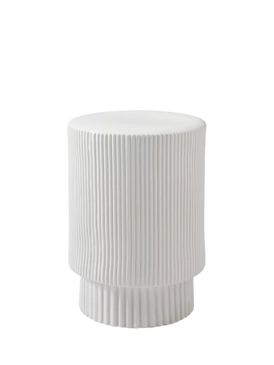 John Lewis West Elm Indoor/Outdoor Fluted Earthenware Side Table, White, H45 x W33 x D33 cm- Buy online at McGrocer
