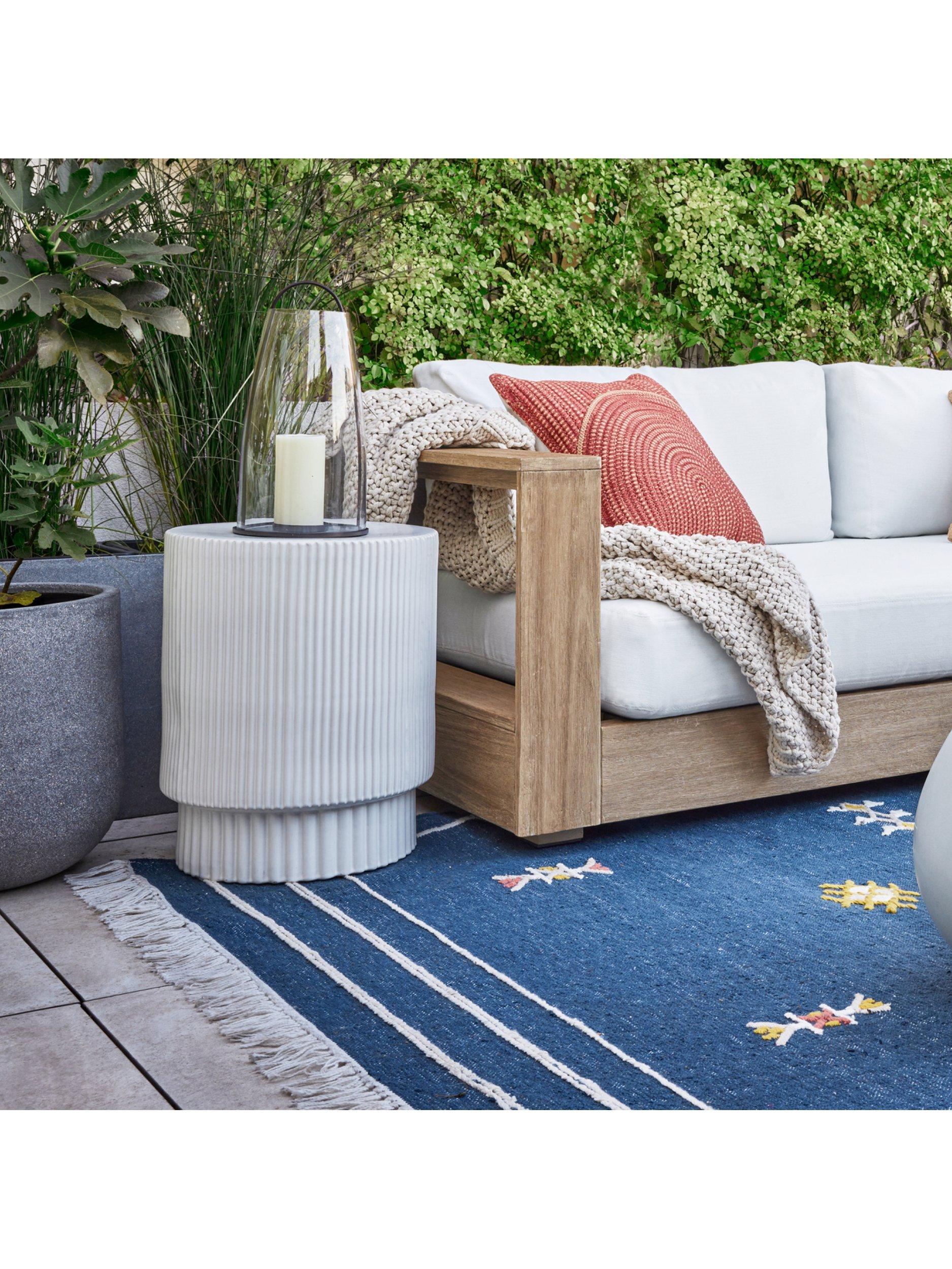 West Elm fluted earthenware side table white, UK version