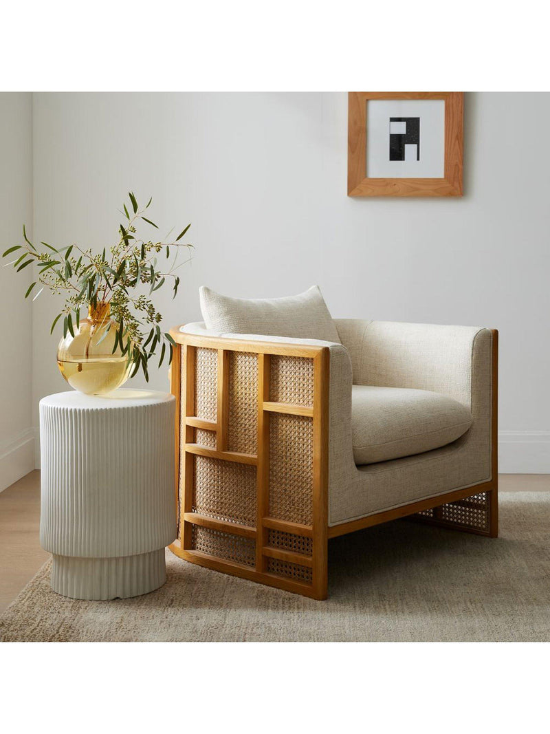 West Elm fluted earthenware side table white, UK version