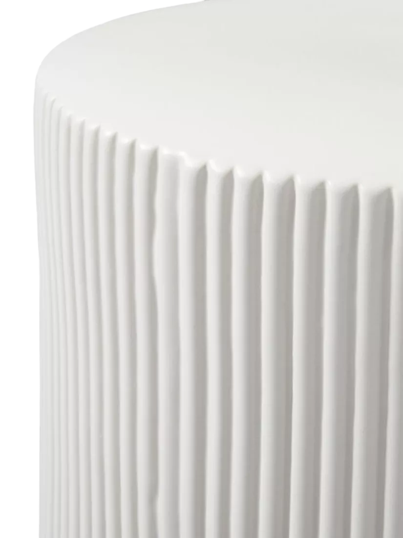 West Elm fluted earthenware side table white, UK version