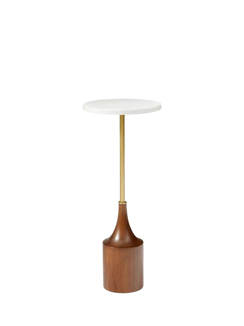 West Elm Hudson side table with marble top and walnut base, UK version