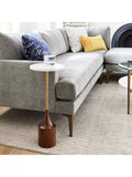 West Elm Hudson side table with marble top and walnut base, UK version