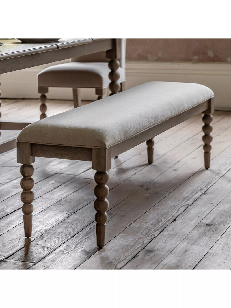 Gallery Direct Bessemer oak upholstered dining bench 145cm, UK version