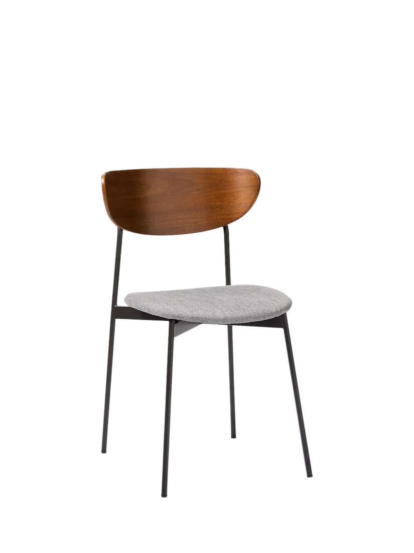 West Elm Modern Petal dining chair platinum with wood and iron frame - British product