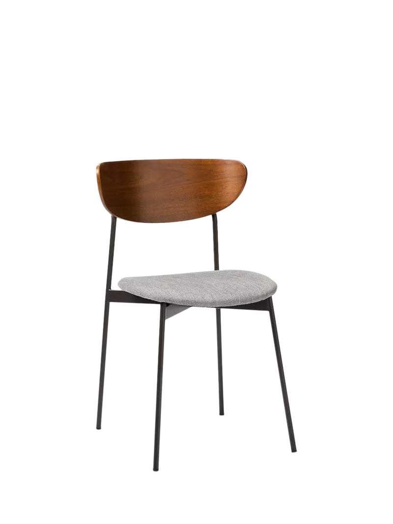 West Elm Modern Petal dining chair platinum with wood and iron frame - British product