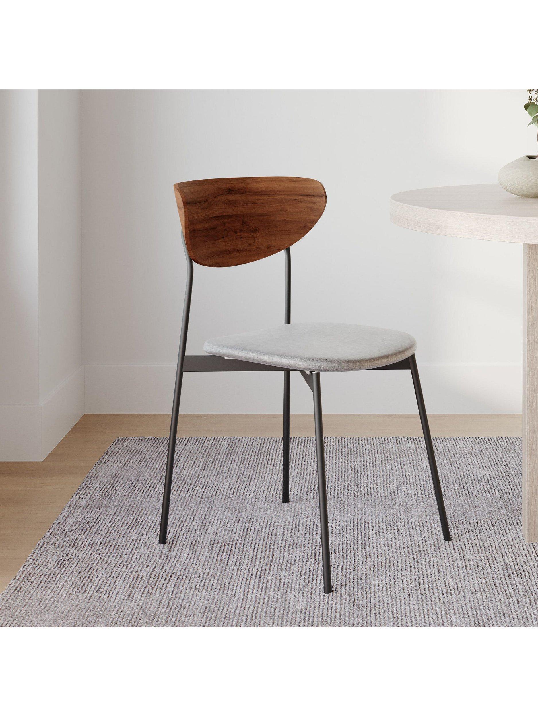 West Elm Modern Petal dining chair platinum with wood and iron frame - British product