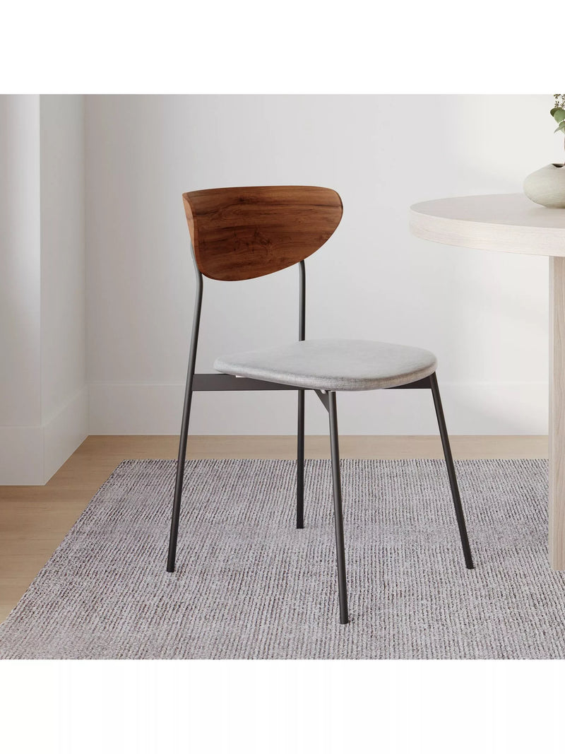 West Elm Modern Petal dining chair platinum with wood and iron frame - British product