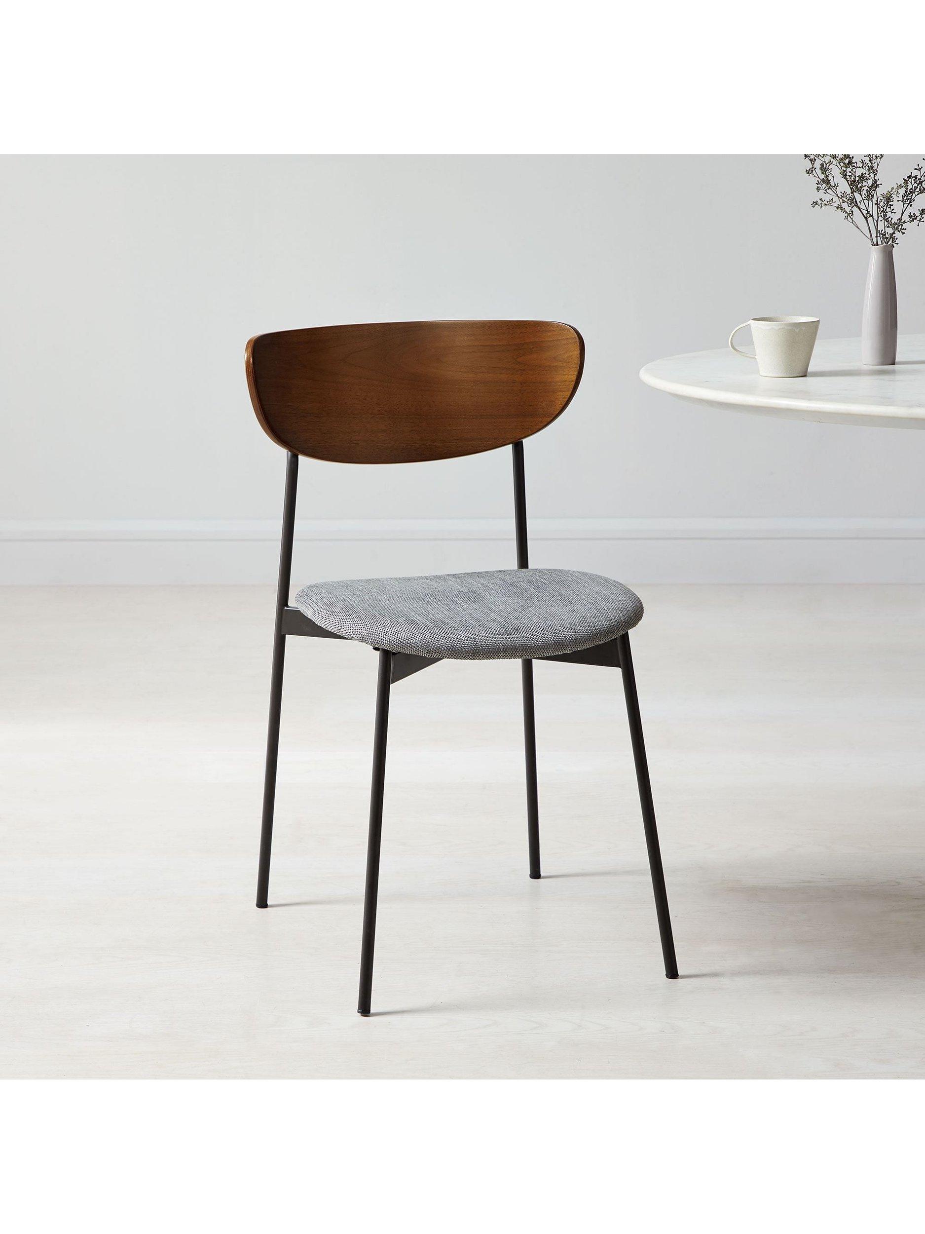 West Elm Modern Petal dining chair platinum with wood and iron frame - British product