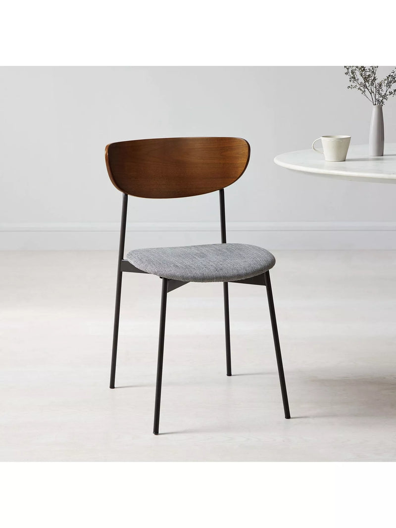 West Elm Modern Petal dining chair platinum with wood and iron frame - British product