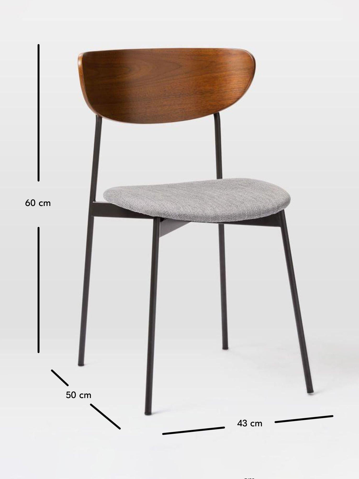 West Elm Modern Petal dining chair platinum with wood and iron frame - British product