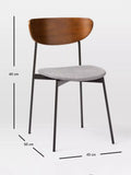 West Elm Modern Petal dining chair platinum with wood and iron frame - British product