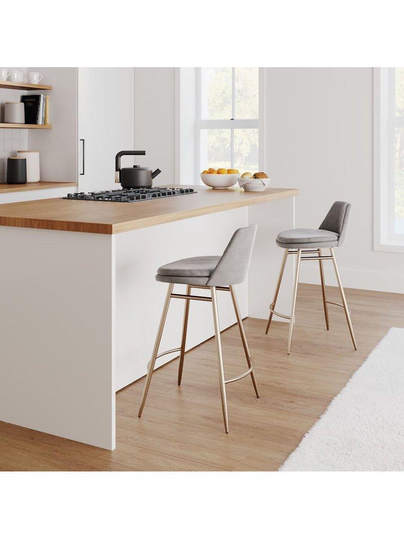 West Elm Finley bar stool Dune Light Bronze, imported from the UK