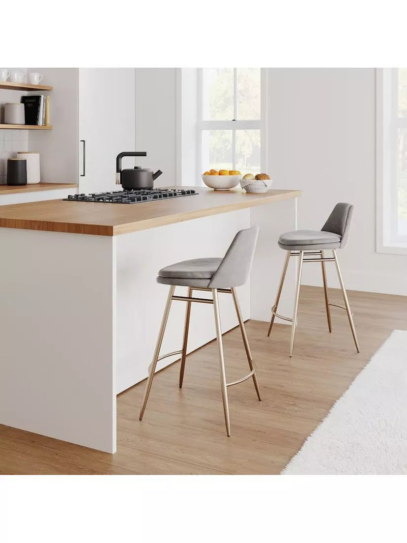 West Elm Finley bar stool Dune Light Bronze, imported from the UK