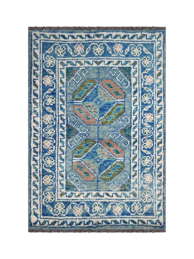 Gooch Luxury Afghan Esari Rug, Blue, L90 x W60cm