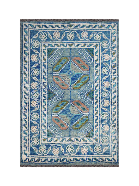 Gooch Luxury Afghan Esari Rug, Blue, L90 x W60cm