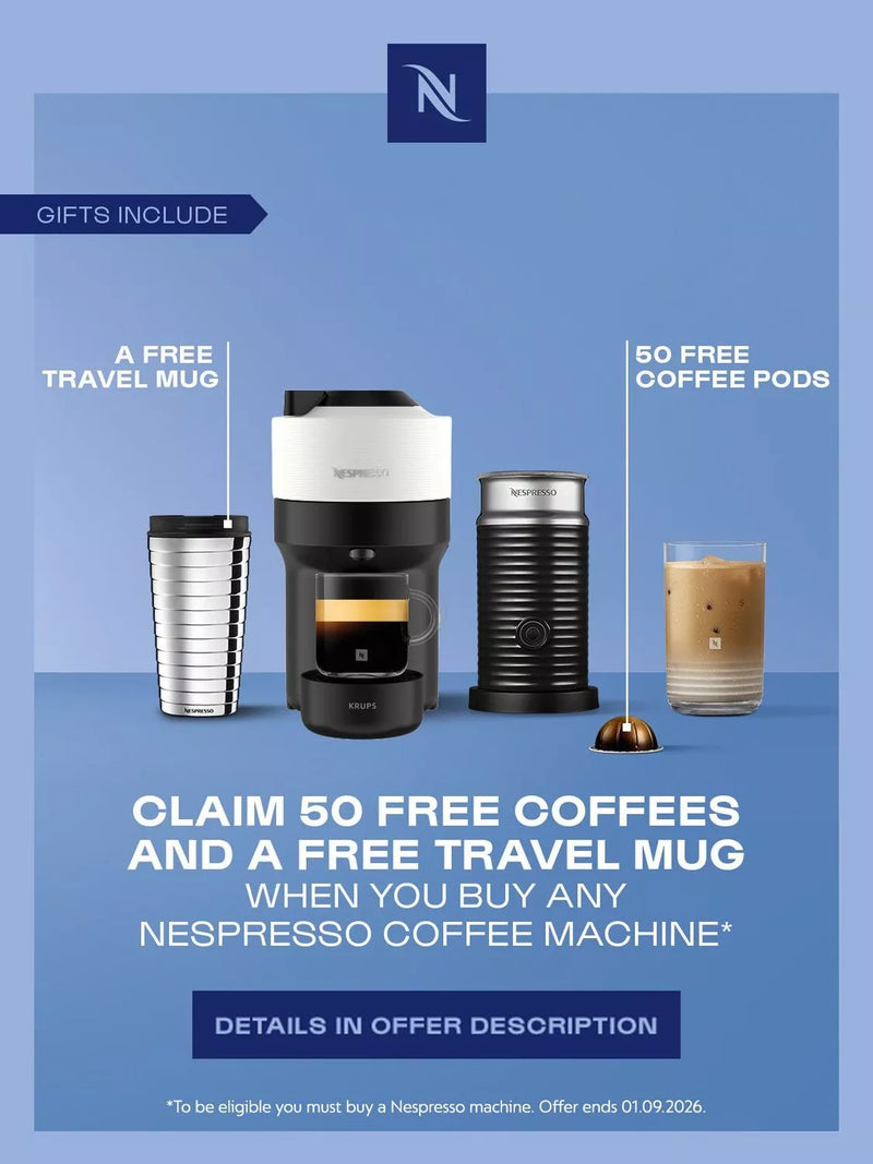 KRUPS white coffee machine with milk frother and mugs, imported from the UK