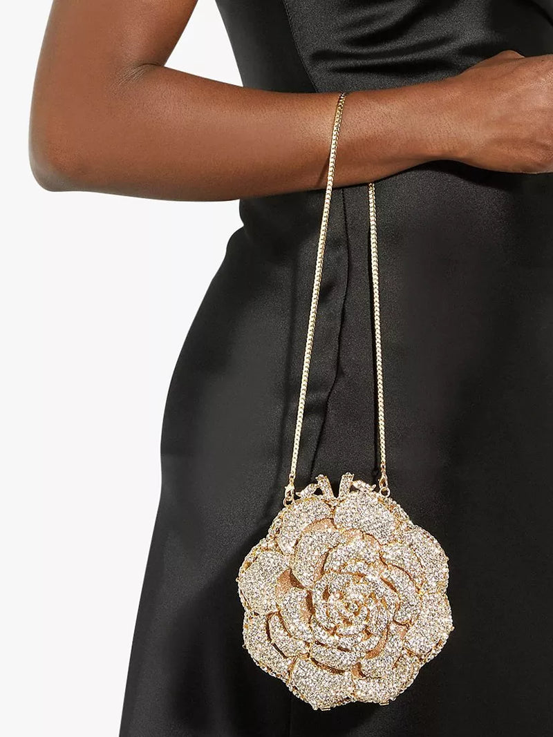 Dune London floral diamante clutch bag, gold (British brand)