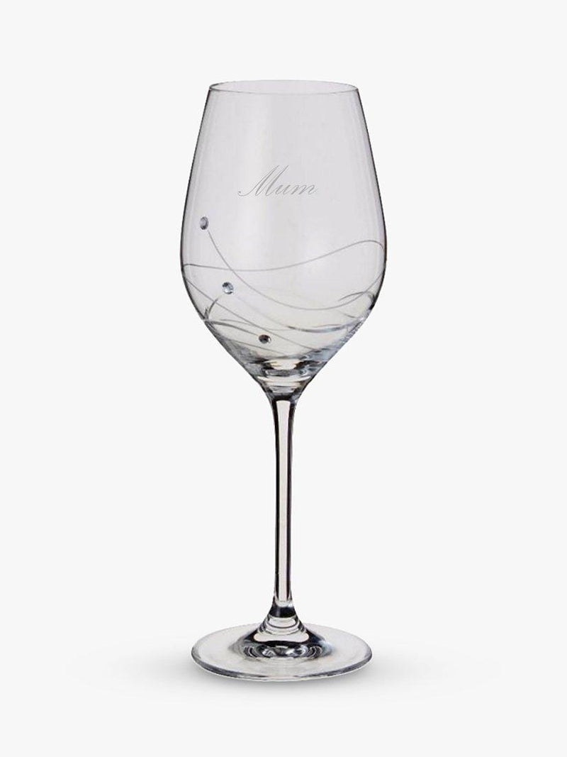 Engraved 'Mum' Stemmed Wine Glass with Crystals 330ml Clear