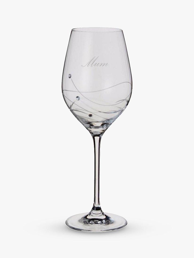 Engraved 'Mum' Stemmed Wine Glass with Crystals 330ml Clear