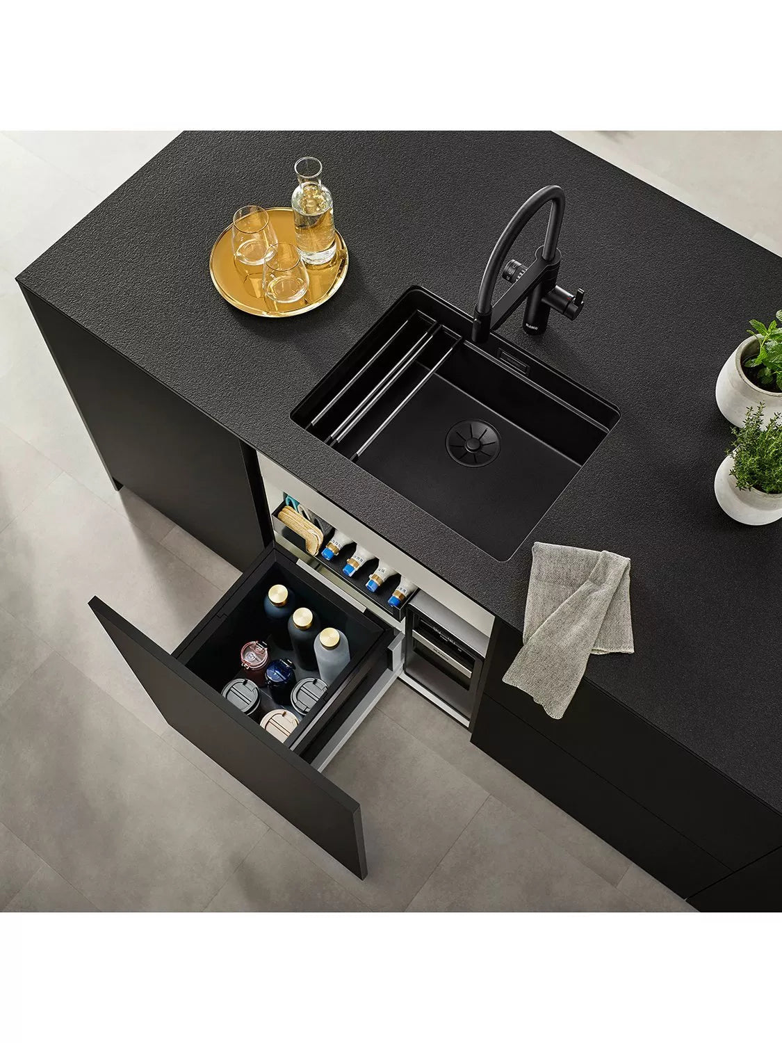 BLANCO under counter pull-out kitchen bin dark grey 30L - British product