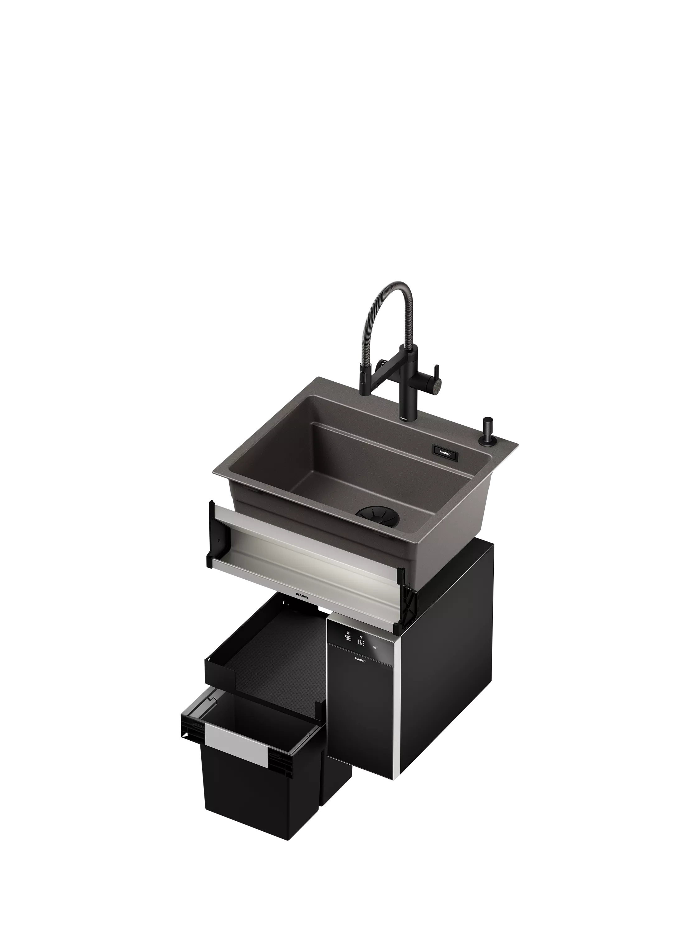 BLANCO under counter pull-out kitchen bin dark grey 30L - British product