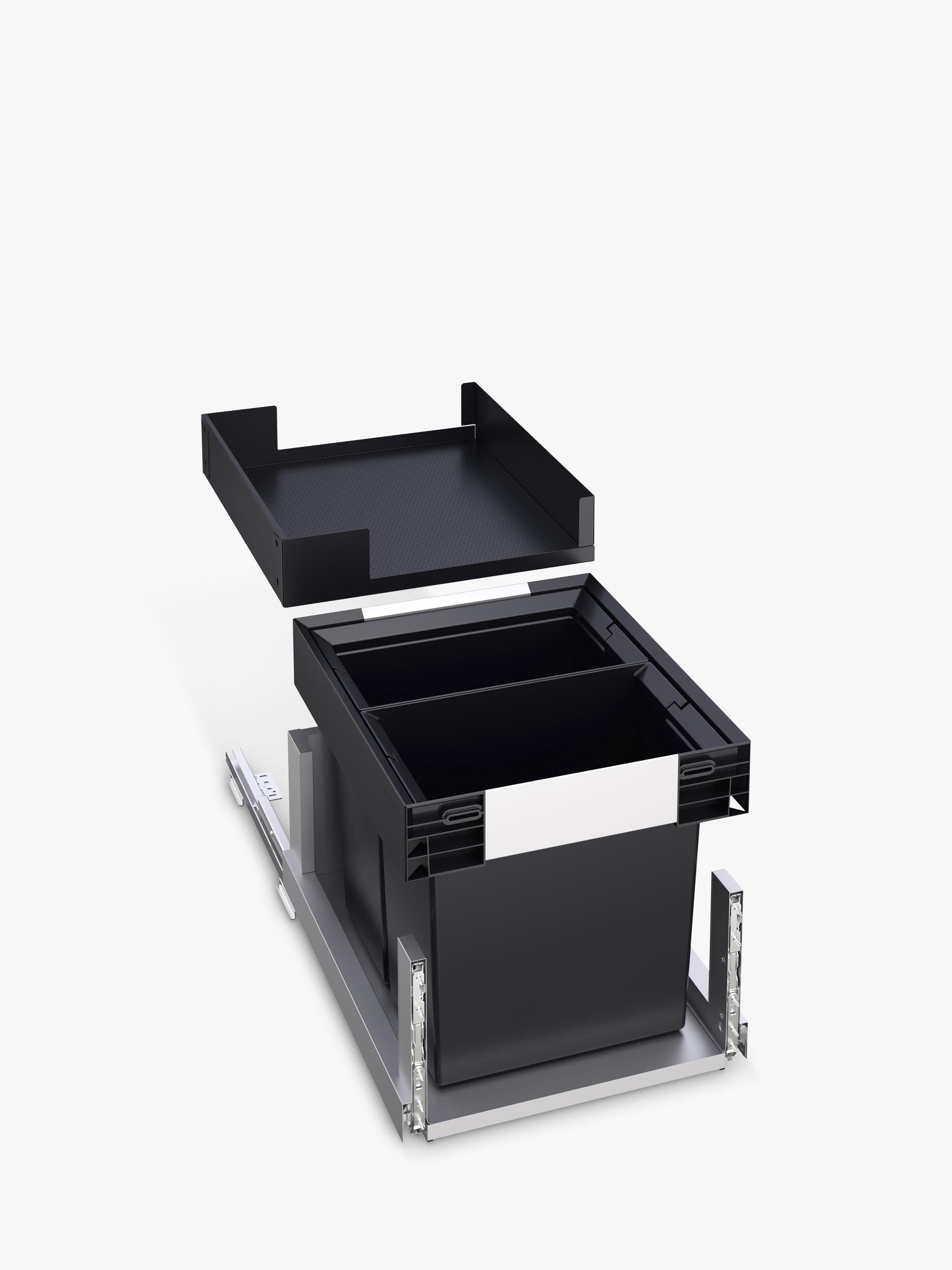 Poubelle de cuisine coulissante sous plan de travail BLANCO, gris foncé, 2 x 26 L - Produit britannique