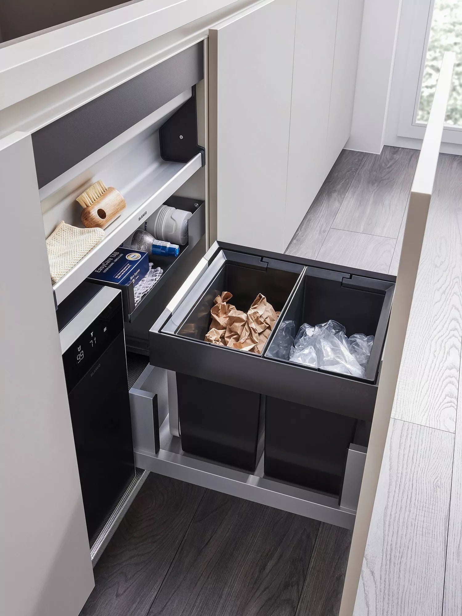 BLANCO under counter pull-out kitchen bin dark grey 2x26L - British product
