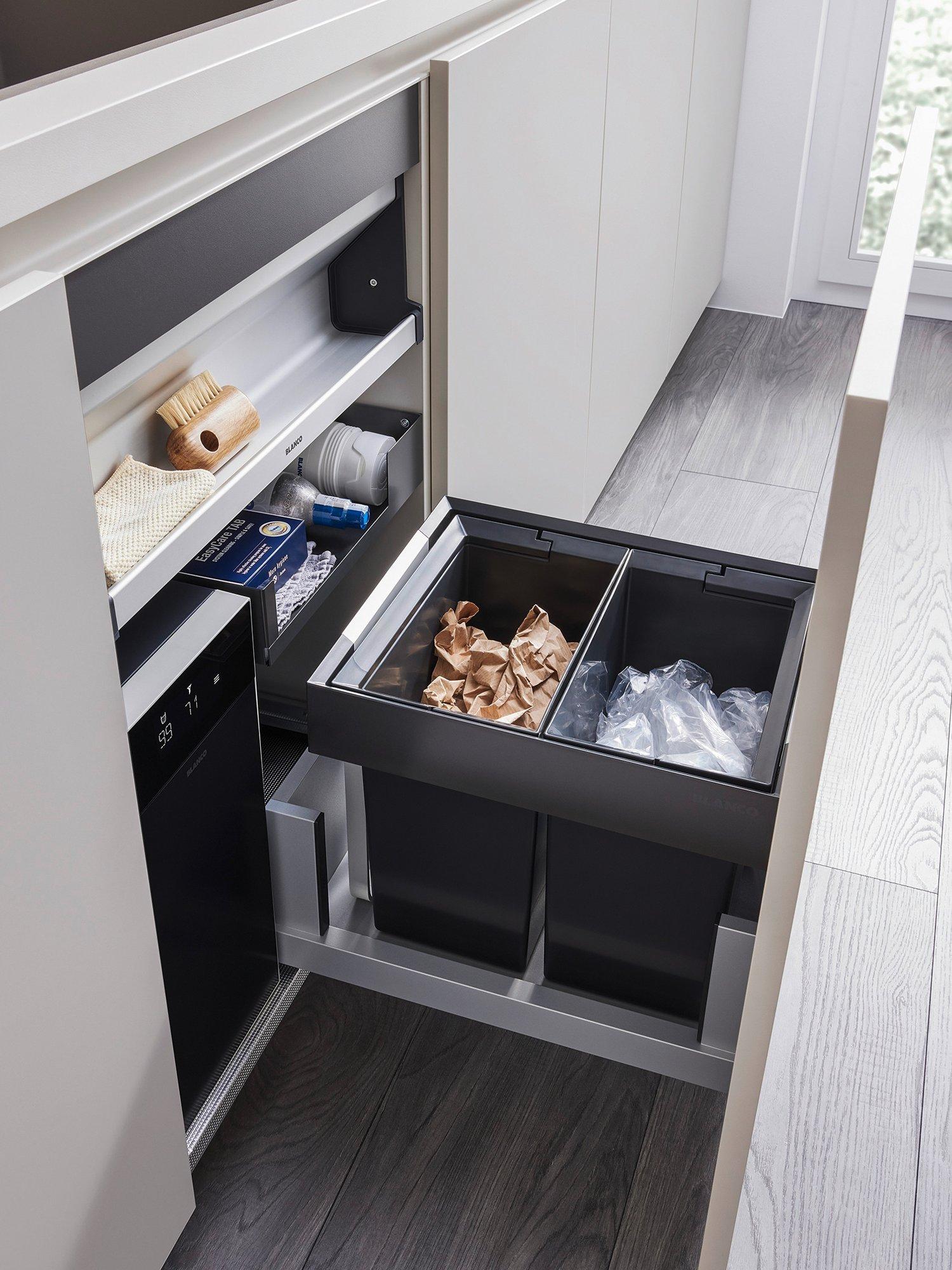 BLANCO under counter pull-out kitchen bin dark grey 2x26L - British product