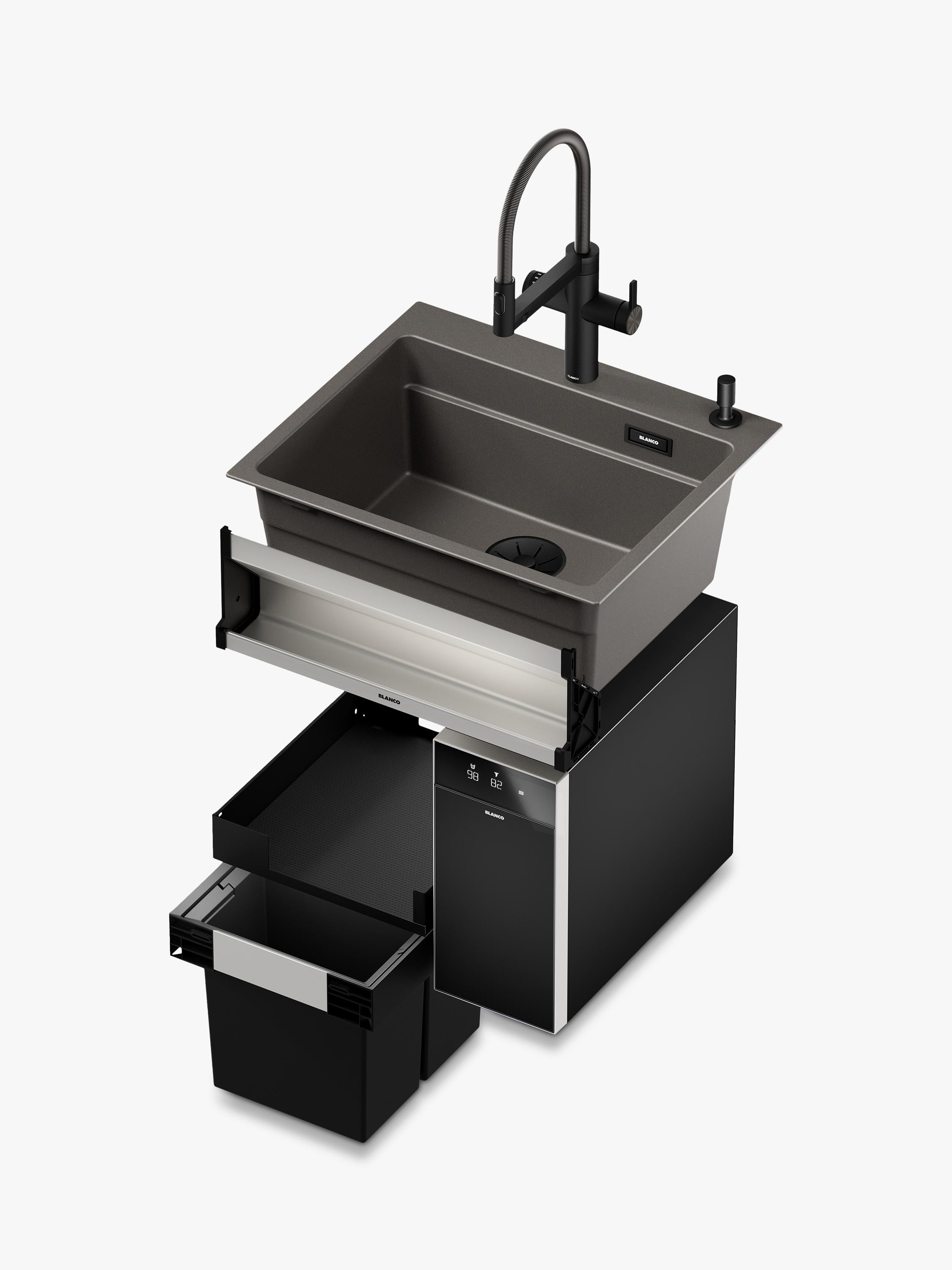 BLANCO under counter pull-out kitchen bin dark grey 2x26L - British product