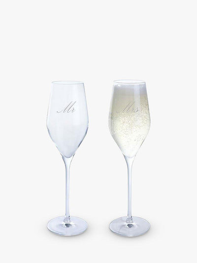 Flûtes à Prosecco en Verre Gravées M. et Mme John Lewis, set de 2, 260ml – Acheter en ligne sur McGrocer