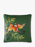 Sara Miller Robin Chorus Christmas Cushion, Green