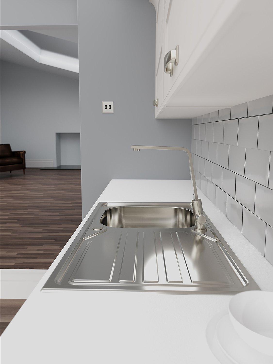 Abode Mikro inset kitchen sink and drainer stainless steel - British product