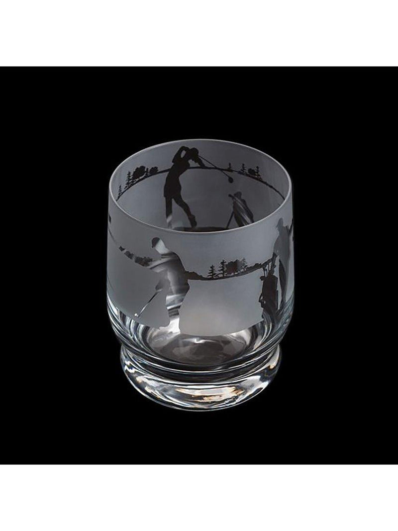 Etched Golf Design Glass Tumbler 350ml